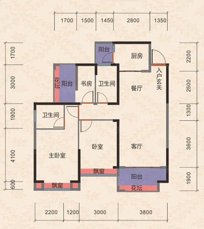衡阳中房美丽白沙20栋0304户型