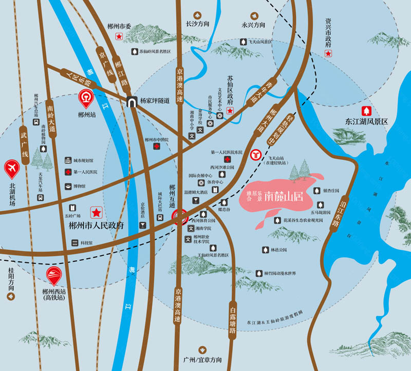 苏仙区雅居乐合景南麓山居区位图