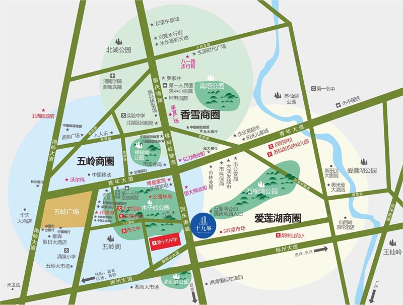 北湖区十九峯区位图