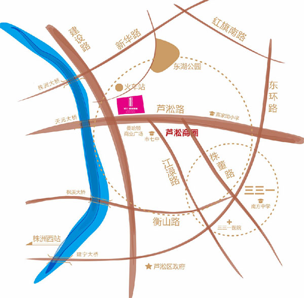 株洲市宝江南城**区位图